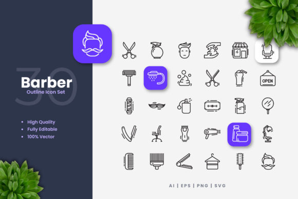 Barber Icons: A Versatile and Clean Design for Modern Visual Needs