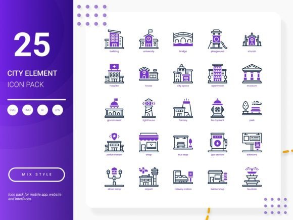 City Element Icon Pack: A Stylish and Versatile Solution for Your Design Needs
