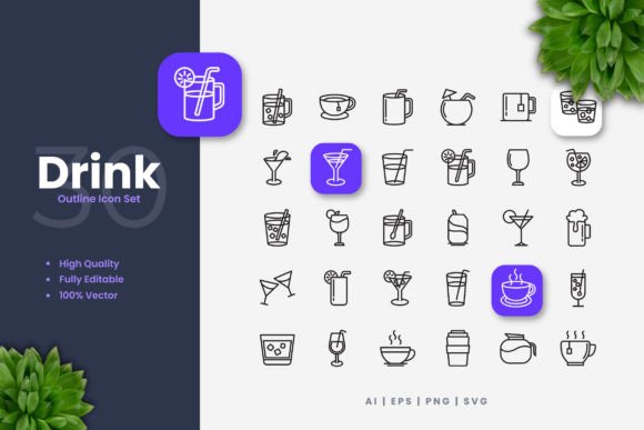 Drink Icons: Versatile and Clean Design for Your Creative Projects