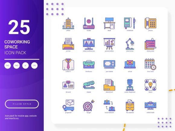 Enhance Your Design with the Coworking Space Icon Pack