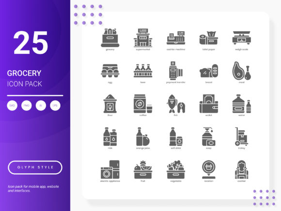 Enhance Your Design with the Versatile Grocery Icon Pack