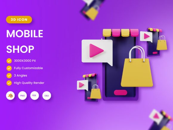 Enhancing Your Digital Presence with 3D Mobile Shop Illustration