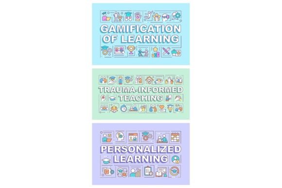 Exploring Education Trends Word Concepts Banners