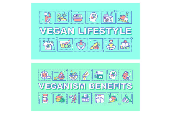 Exploring the Vegan Lifestyle Word Concepts Banner Set for Creative Projects