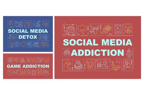 Visualizing Addiction: The Impact of Addictions Word Concepts Banner Set in Modern Design